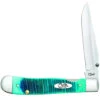 Case 25594 Kickstart A/O Trapperlock, Caribbean Blue Bone with Pocket Clip (6154AC SS)
