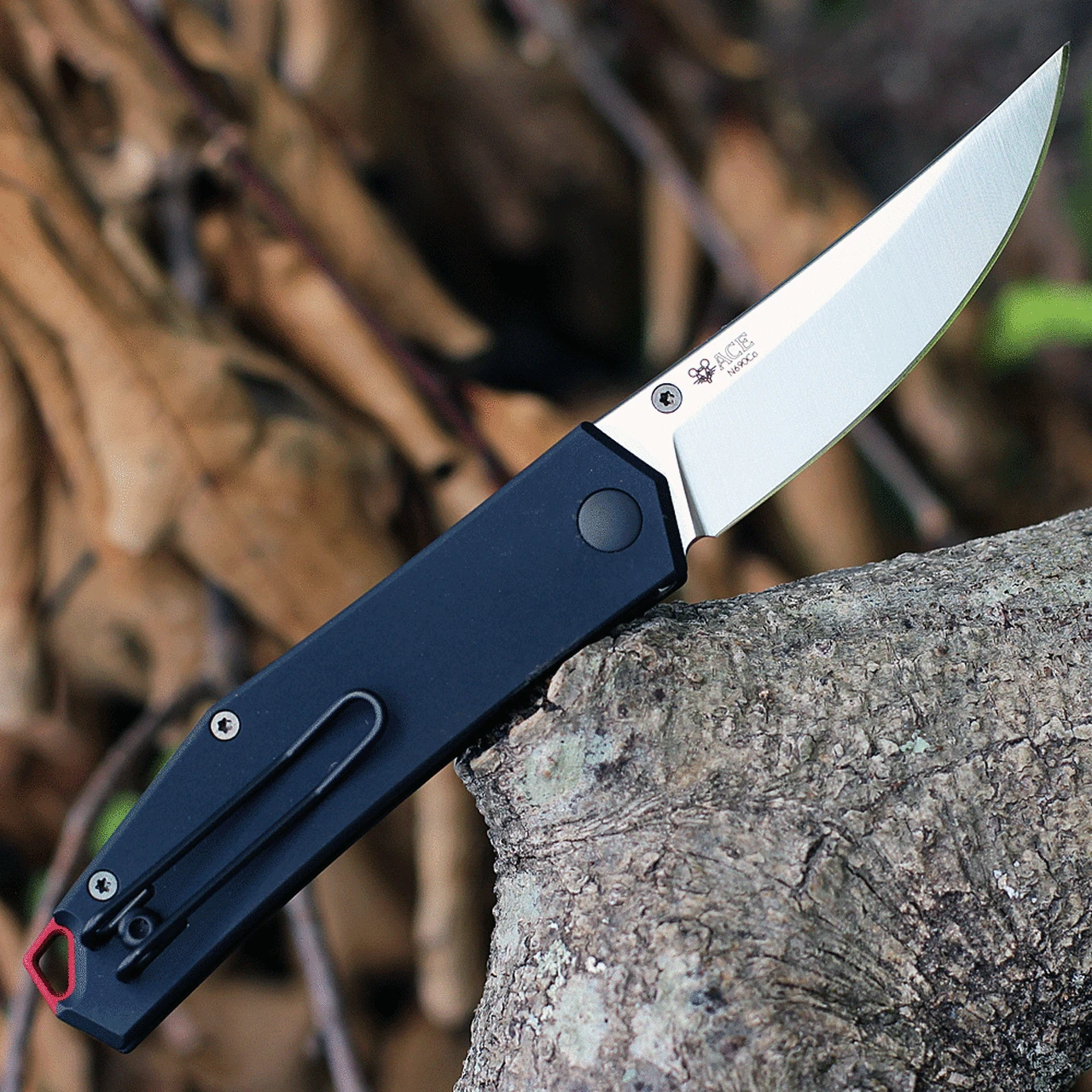 GiantMouse Giant Mouse Ace Clyde-Black-Alu, 3.0" N690 Steel Satin Plain Blade, Black Aluminum Handle 2 GiantMouse Giant Mouse Ace Clyde-Black-Alu, 3.0" N690 Steel Satin Plain Blade, Black Aluminum Handle - Image 2