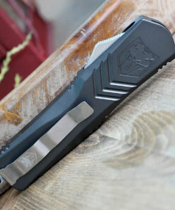 CobraTec Gray FS-X OTF Knife CTKLGRYFS-XLDAG2SS, 3.75" D2 Steel Dagger Double Serrated Blade, Gray Aluminum Handle -Knifeworks Sales Store ctklgryfsx 34540.1583264060