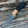 Damascus Blade Knife Damascus 1072 The Wedge Fixed Blade, 4" Damascus Plain Blade, Black Buffalo Horn Handle