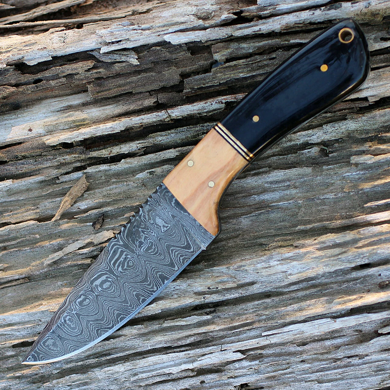 Damascus Blade Knife Damascus 1072 The Wedge Fixed Blade, 4" Damascus Plain Blade, Black Buffalo Horn Handle 1 Damascus Blade Knife Damascus 1072 The Wedge Fixed Blade, 4" Damascus Plain Blade, Black Buffalo Horn Handle