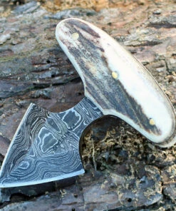Damascus Blade Knife Damascus 1119 Push Dagger, 2" Damascus Plain Blade, Stag Handle