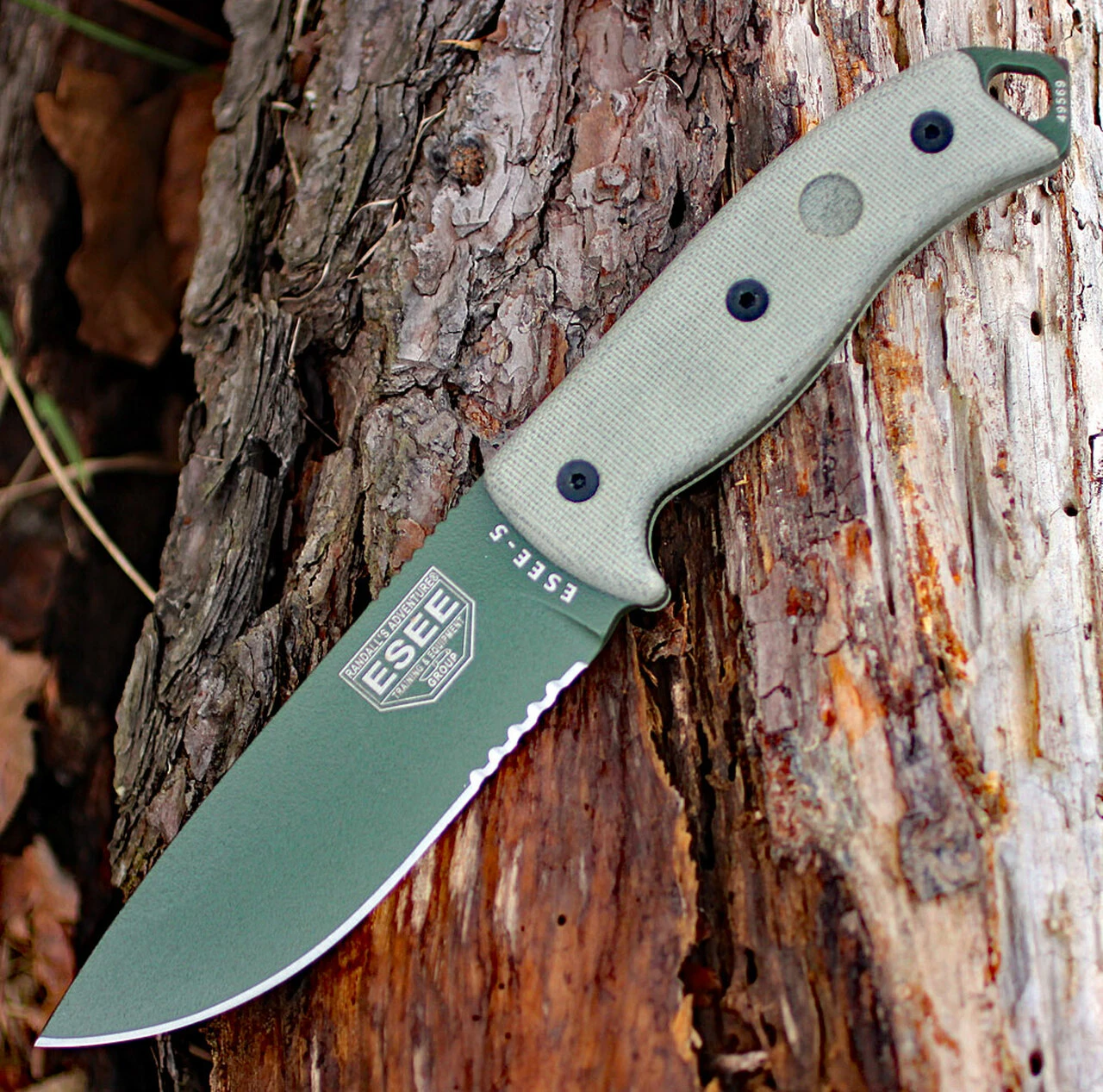 ESEE Knives ESEE Cutlery Model 5, Green Canvas Micarta, OD Blade, Kydex Sheath, Combo Edge 1 ESEE Knives ESEE Cutlery Model 5, Green Canvas Micarta, OD Blade, Kydex Sheath, Combo Edge