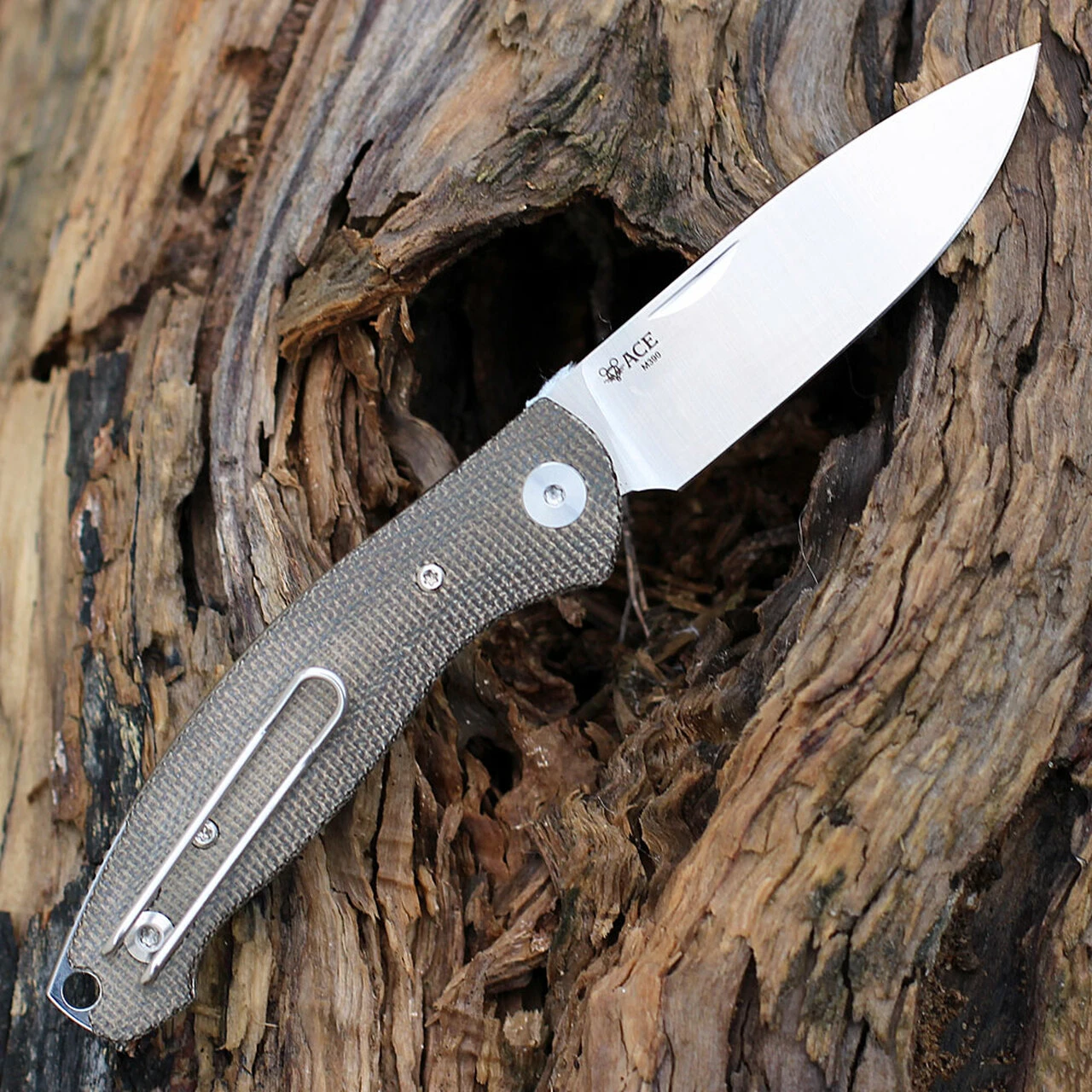 GiantMouse ACE Farley Slipjoint - Green Canvas Micarta (2.8" M390 Satin) 2 GiantMouse ACE Farley Slipjoint - Green Canvas Micarta (2.8" M390 Satin) - Image 2