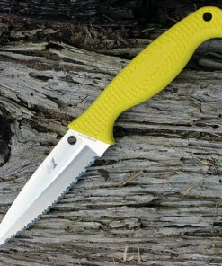 Spyderco Knives Spyderco FB40SYL Fish Hunter, 4.39" H-1 Serrated, Yellow FRN Handle