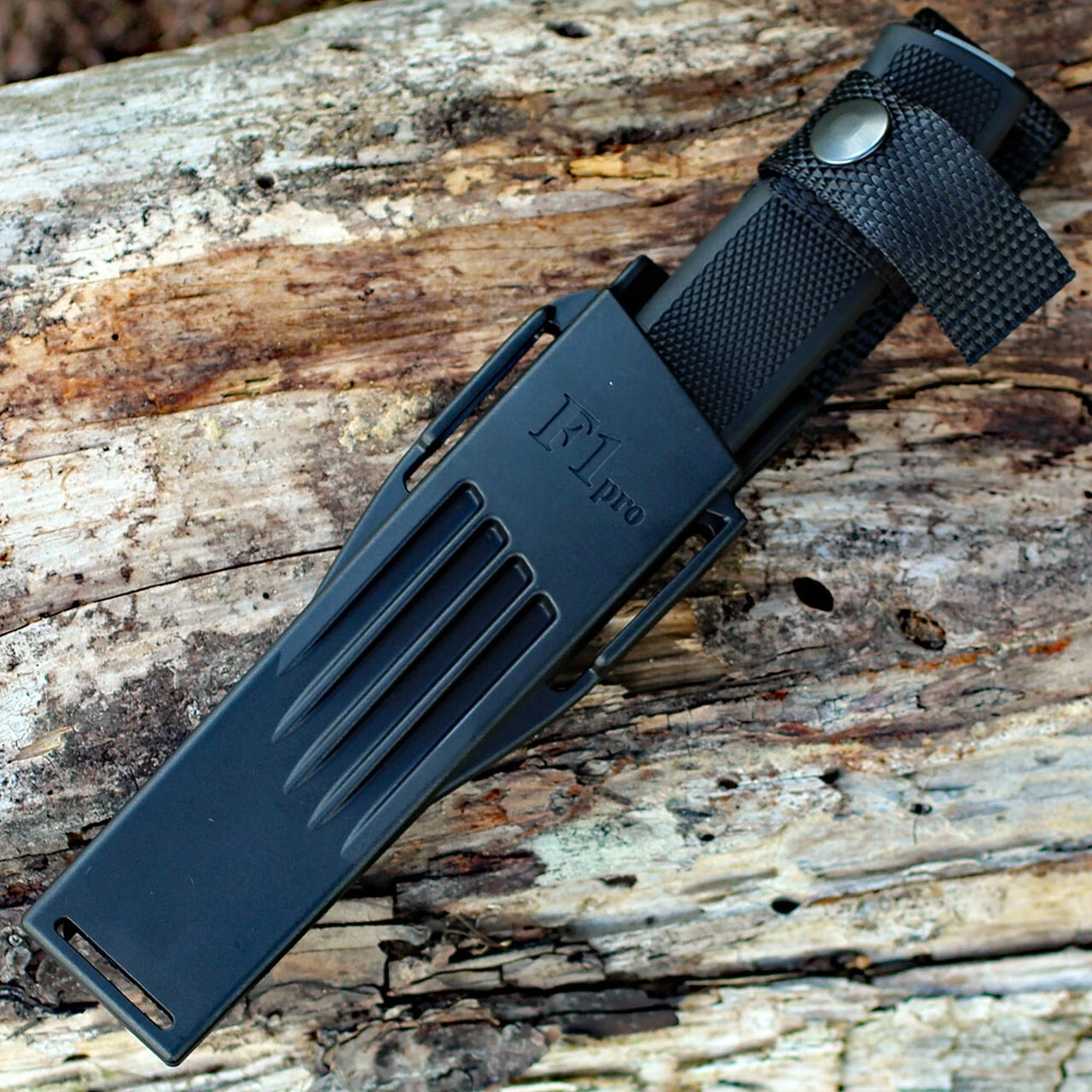 Fallkniven F1 Pro, 3.93" Lam CoS Satin Blade, Black Thermorun Handle, Black Zytel Sheath 3 Fallkniven F1 Pro, 3.93" Lam CoS Satin Blade, Black Thermorun Handle, Black Zytel Sheath - Image 3