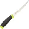 Mora 155 Fishing Comfort Fillet, 6" Stainless Plain Blade, Black/Yellow Rubber Handle