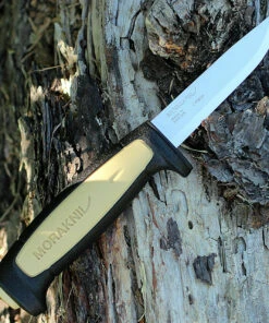 Morakniv 02208 Basic 511, 3.6" Carbon Plain Blade, Black/Tan Polymer Handle