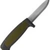 Morakniv 02210 Basic 11, 3.5" Carbon Steel Blade, Black/Green Polymer Handle