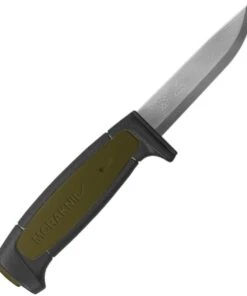 Morakniv 02210 Basic 11, 3.5" Carbon Steel Blade, Black/Green Polymer Handle