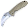 Honey Badger Knives Large Claw Flipper HB1102, 3.38" 8Cr13Mov Claw Smooth Plain Blade, Tan FRN Handle