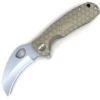 Honey Badger Knives Large Claw Flipper HB1112, 3.38" 8Cr13Mov Claw Serrated Blade, Tan FRN Handle