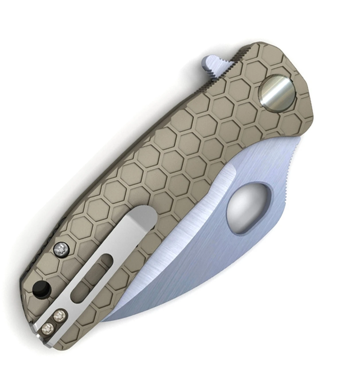 Honey Badger Knives Large Claw Flipper HB1102, 3.38" 8Cr13Mov Claw Smooth Plain Blade, Tan FRN Handle 2 Honey Badger Knives Large Claw Flipper HB1102, 3.38" 8Cr13Mov Claw Smooth Plain Blade, Tan FRN Handle - Image 2