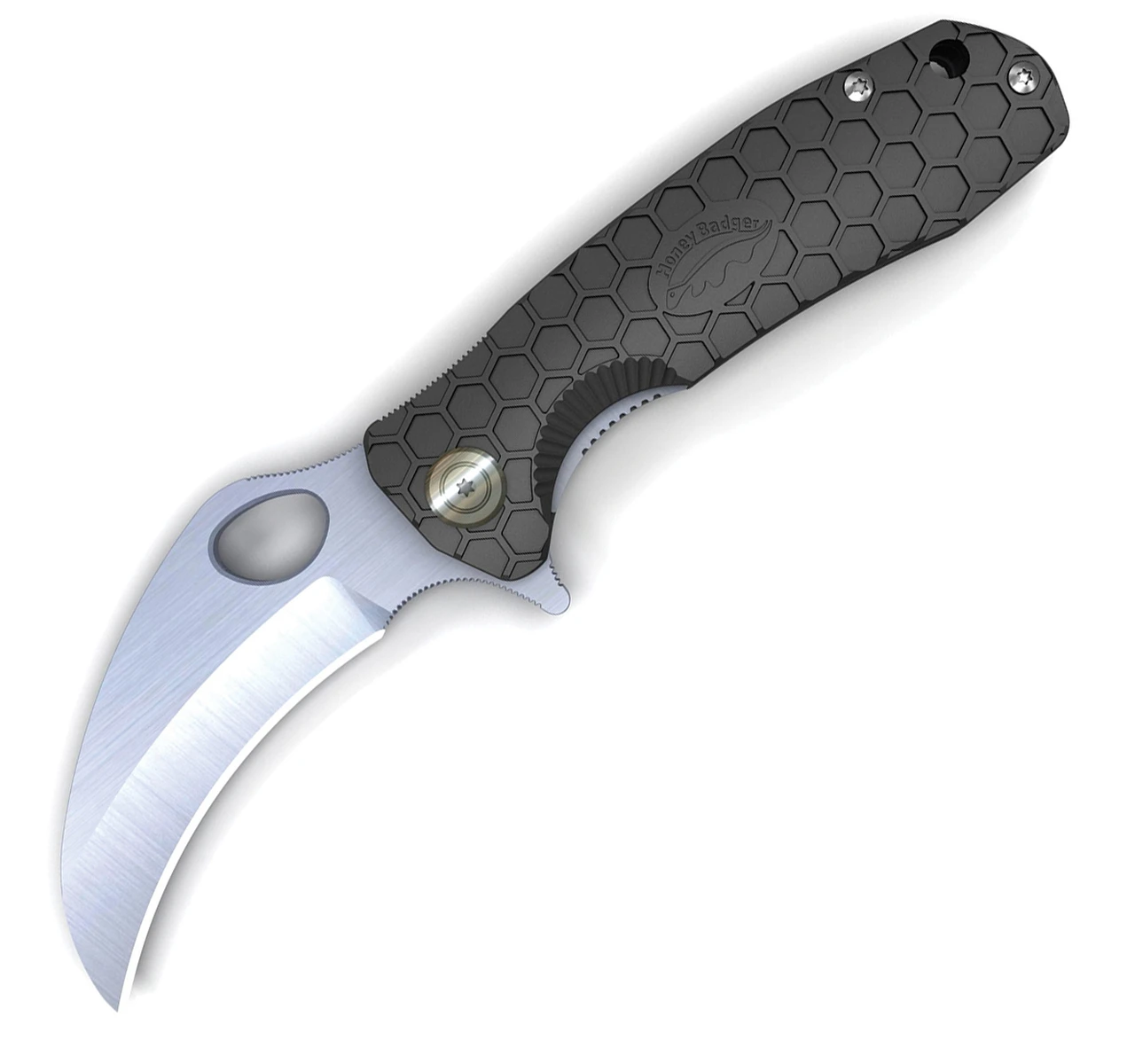 Honey Badger Knives Medium D2 Claw Flipper HB1115, 3.0" D2 Claw Blade, Black FRN Handle 1 Honey Badger Knives Medium D2 Claw Flipper HB1115, 3.0" D2 Claw Blade, Black FRN Handle