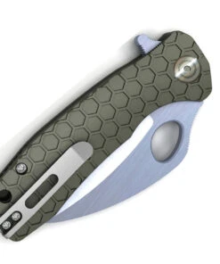Honey Badger Knives Medium Claw Flipper HB1133, 3.0" 8Cr13Mov Claw Serrated Blade, Green FRN Handle -Knifeworks Sales Store hb1133 30034.1616076591
