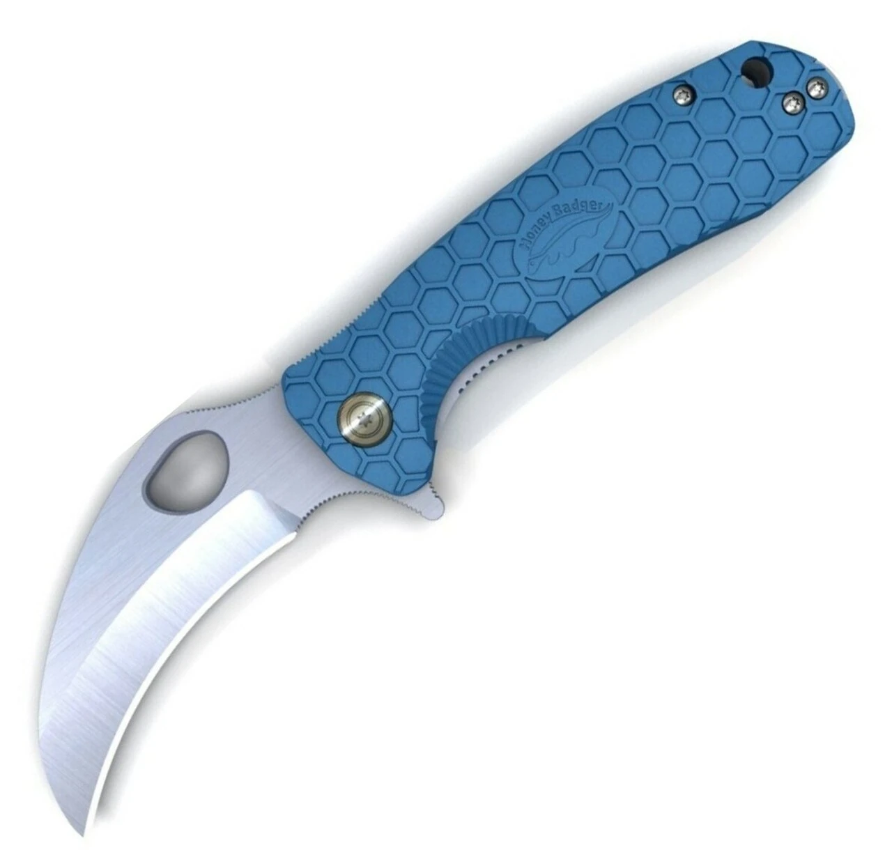 Honey Badger Knives Medium Claw Flipper HB1149, 3.0" 8Cr13Mov Claw Plain Blade, Blue FRN Handle 1 Honey Badger Knives Medium Claw Flipper HB1149, 3.0" 8Cr13Mov Claw Plain Blade, Blue FRN Handle