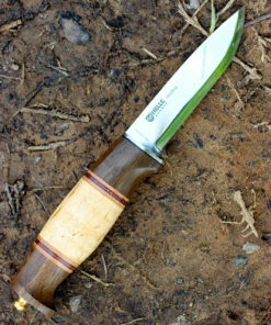 Helle Harding Fixed Blade - Curly Birch, Leather, Darkened Oak (3.9" Triple Laminated Steel Satin) No. 99 -Knifeworks Sales Store he99.3 84529.1643238060