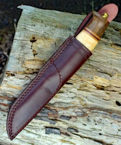 Helle Harding Fixed Blade - Curly Birch, Leather, Darkened Oak (3.9" Triple Laminated Steel Satin) No. 99 -Knifeworks Sales Store he99 26662.1643238060