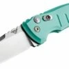 Hogue 24113 A01-Microswitch, 2.75" Drop Point Plain Blade, Matte Aquamarine Aluminum Handle