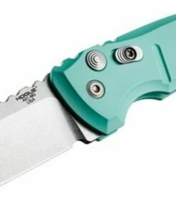Hogue 24113 A01-Microswitch, 2.75" Drop Point Plain Blade, Matte Aquamarine Aluminum Handle