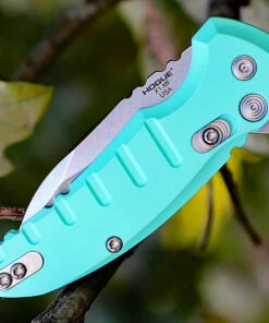 Hogue 24163 X1-Microflip 2.75" CPM-154 Wharncliffe Blade, Aquamarine Aluminum Handle -Knifeworks Sales Store ho24163.3 37098.1566586028