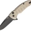 Hogue 24177 X1 Micro Button Lock, 2.75" CPM-154 Plain Blade, Matte Tan Aluminum Handle