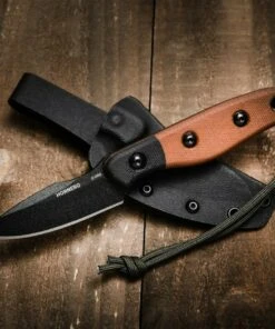 Tops Knives Hornero HORN-01, 3" 1095 Black Plain Blade, Tan Canvas/Black Canvas Micarta Handle