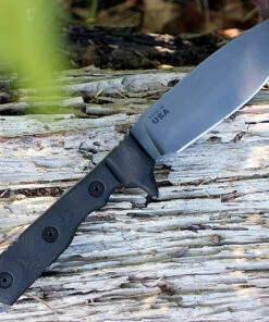 Tops Knives TIH-02 IDAHO HUNTER SRE, Black River Wash Blade, Black Micarta Handles