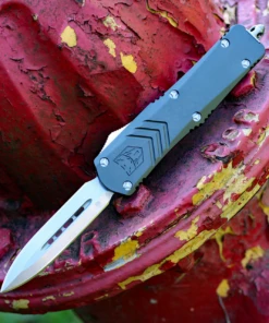 CobraTec Knives MGYFS-XMDAGNS Medium FS-X Grey, 3.0" D2 Steel Dagger Blade, CNC Aviation Aluminum Handle