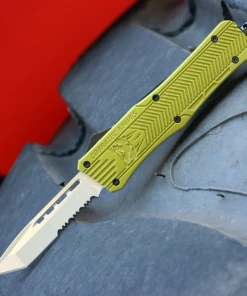 CobraTec Knives MODCTK-1MTS Medium CTK-1 OD-Green, 3.0" D2 Steel Tanto Part Serrated Blade, Aluminum Handle