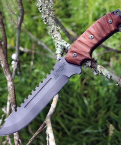 TOPS Steel Eagle 107C Delta Class, 7.63" Acid Rain Finish w/The Operator's Edge Blade, RMT Tan Canvas Handle