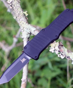 HK Knives HK Mini Incursion OTF Automatic, 2.95" Black PVD Tanto Blade, Matte Black Aluminum Frame-54046