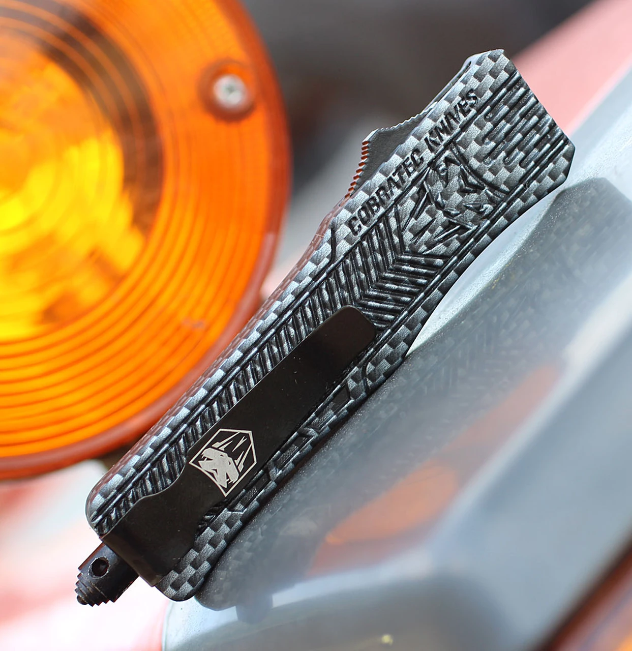 CobraTec Knives SCFCTK-1STS Small CTK-1 Carbon Fiber Wrap, 2.75" D2 Steel Tanto Serrated Blade, Aluminum Handle 3 CobraTec Knives SCFCTK-1STS Small CTK-1 Carbon Fiber Wrap, 2.75" D2 Steel Tanto Serrated Blade, Aluminum Handle - Image 3