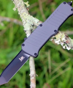 HK Knives HK Mini Incursion OTF Automatic, 2.95" Black PVD Tanto Blade, Matte Grey Aluminum Frame-54042