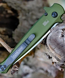 Kershaw Knives Kershaw 7150OLSW Launch 8, 3.5" CPM 154 Plain Blade, Olive Green Aluminum/Carbon Fiber Insert Handle -Knifeworks Sales Store image 69567.1571936359