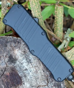 HK Knives HK Mini Incursion OTF Automatic: 2.95" Clip Point Black Blade, Matte Black Aluminum Frame -Knifeworks Sales Store image 75399.1572549854