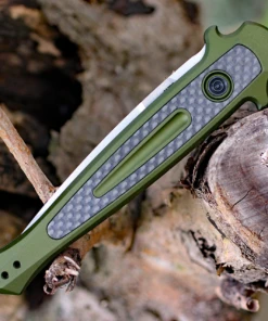 Kershaw Knives Kershaw 7150OLSW Launch 8, 3.5" CPM 154 Plain Blade, Olive Green Aluminum/Carbon Fiber Insert Handle -Knifeworks Sales Store image 85715.1571936359