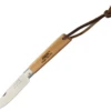MAM2037 Operario Folder Drop Point, 3 1/4" Stainless Steel Satin Blade, Beechwood Handle w/Leather Lanyard