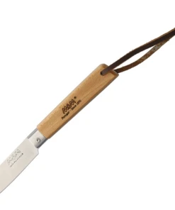MAM2037 Operario Folder Drop Point, 3 1/4" Stainless Steel Satin Blade, Beechwood Handle w/Leather Lanyard