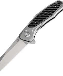 Artisan Cutlery Artisan Falcon ATZ1809PGCF, 3.94" D2 Plain Blade, Gray Aluminum/Carbon Fiber Handle