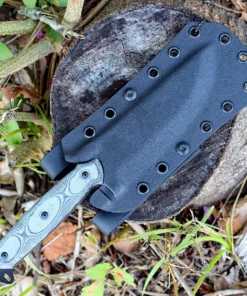 TOPS Skullcrusher's Xtreme Sidekick SXS-01, 5.25" 1095 Steel Black Traction Blade, Black Linen Micarta Handle -Knifeworks Sales Store image 98297.1572553784