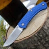 GiantMouse ACE Iona Liner Lock, 2.9" Satin M390 Drop Point Blade, Anso Textured Blue G-10 Handle