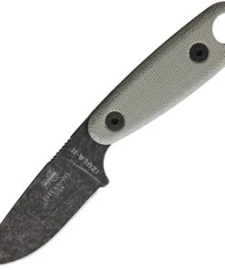 ESEE Knives Izula II Fixed Blade, 2.875" 1095 Carbon Stonewashed Black Oxide Coated Blade, Micarta Handles, Black Sheath & Clip Plate