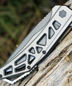 CRKT K330GGP Gusset, 3.5" 8Cr13MoV Plain Blade, Stainless Handles -Knifeworks Sales Store k330ggp.3 95872.1566585937