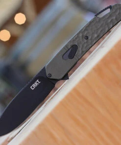 CRKT Bona Fide 542GKP, 3.52" Black PVD Coated 1.4116 Stainless blade, OD Green Sculpted Aluminum Handles