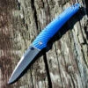 Kizer Cutlery Kizer KI4419A2 Silver, 3.50 in. CPM-S35VN Stonewash Plain Blade, Blue Aluminum Handle