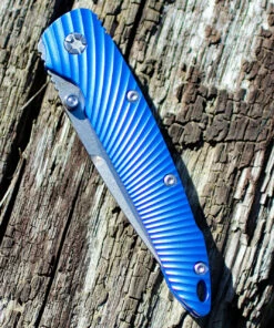 Kizer Cutlery Kizer KI4419A2 Silver, 3.50 in. CPM-S35VN Stonewash Plain Blade, Blue Aluminum Handle -Knifeworks Sales Store ki4419a2 1 16827.1583428384