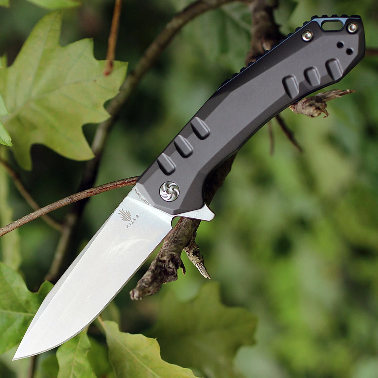 Kizer Cutlery Kizer 4505 Basalt, 3.3" CPM-S35VN Plain Blade, Gray Titanium Handle 1 Kizer Cutlery Kizer 4505 Basalt, 3.3" CPM-S35VN Plain Blade, Gray Titanium Handle