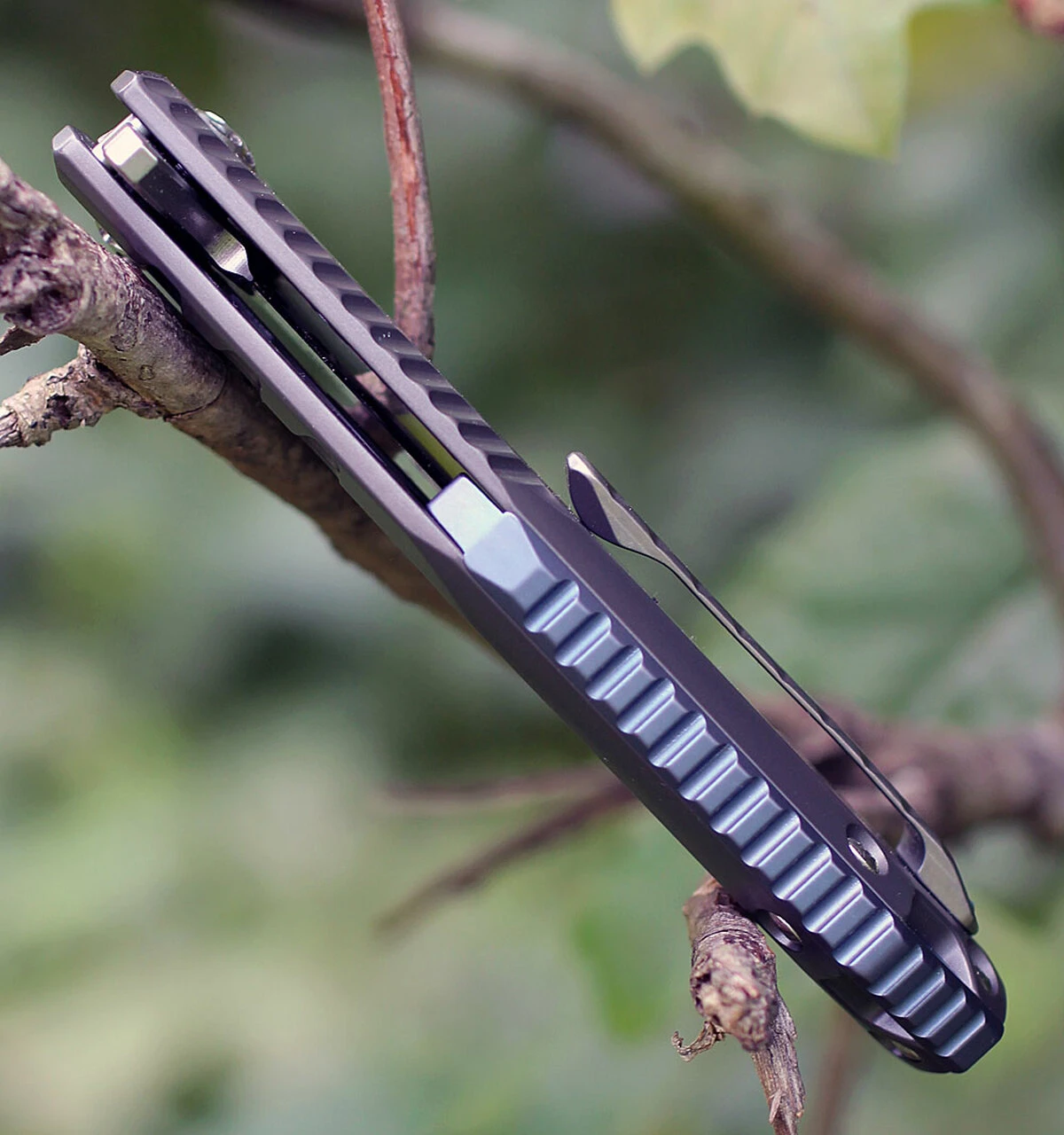 Kizer Cutlery Kizer 4505 Basalt, 3.3" CPM-S35VN Plain Blade, Gray Titanium Handle 5 Kizer Cutlery Kizer 4505 Basalt, 3.3" CPM-S35VN Plain Blade, Gray Titanium Handle - Image 5