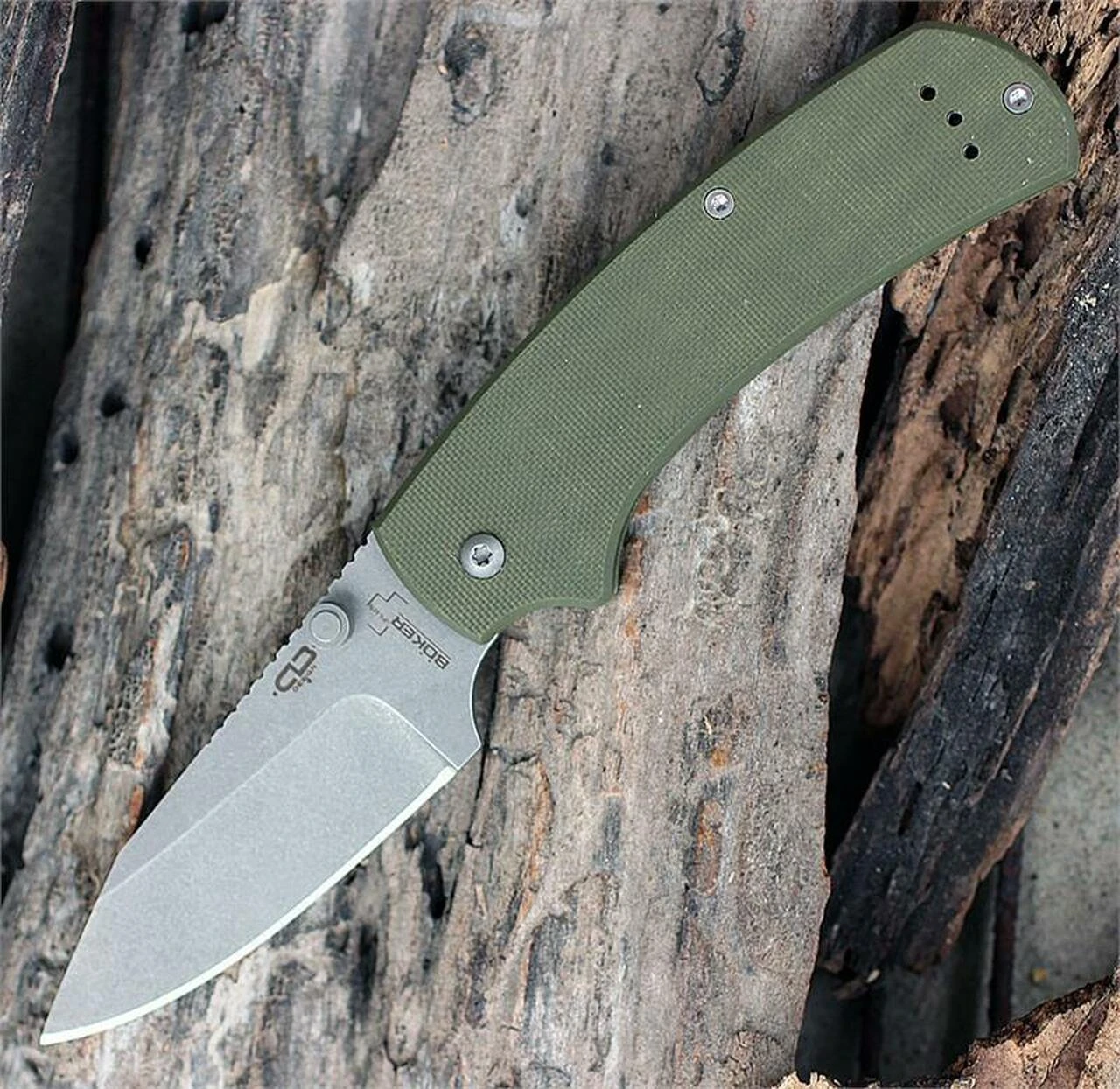 Boker Plus XS Chad Los Banos Pocket Knife, 01BO538, Olive Green G-10 Handle 1 Boker Plus XS Chad Los Banos Pocket Knife, 01BO538, Olive Green G-10 Handle